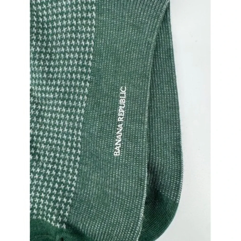 Banana Republic Calvin Klein Dress Socks Mens OS Green Houndstooth Striped 2pk